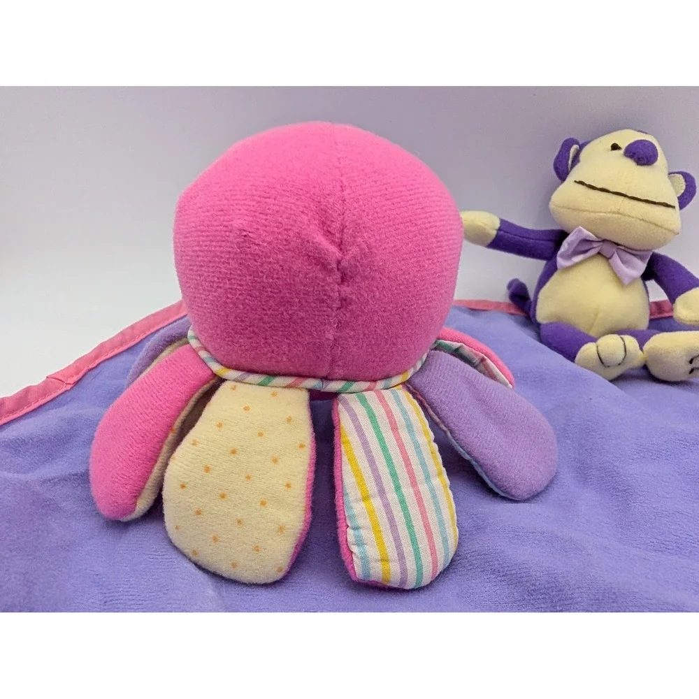Berenguer Doll Purple Monkey Octopus Plush Lovey Security Blanket‎ 12x11 Inch